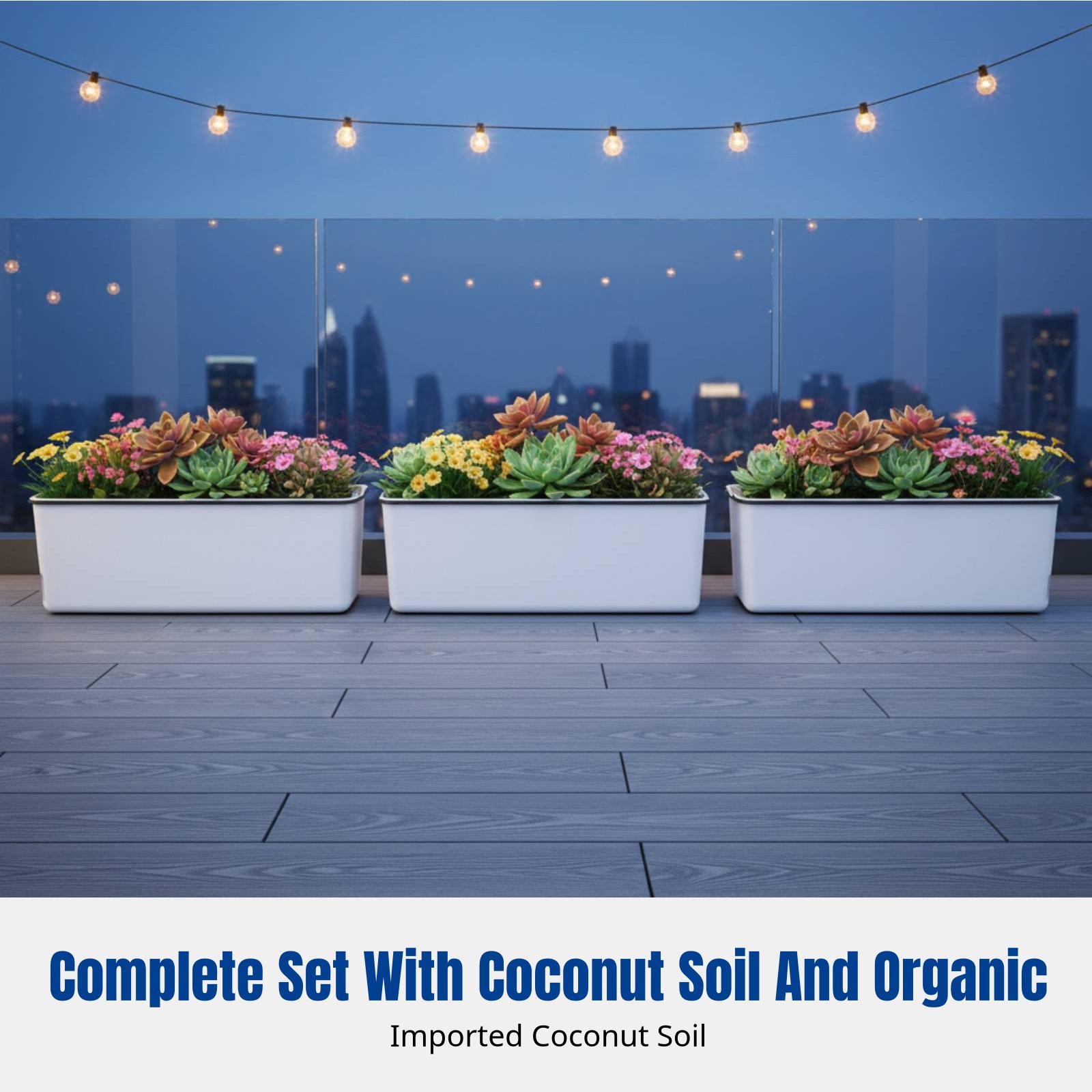 Self-Watering Planter - Fioriera Rettangolare Autoirrigante da Balcone, Vaso